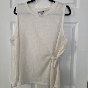 Nine West Ribbed Cream Sleeveless Muscle Tee